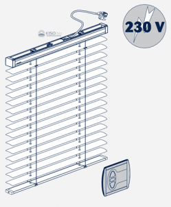 Jalousie mit einem 230V Elektromotor, mit Schalter.