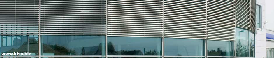 Raffstores or external venetian blinds used for an office front.