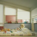 Pleated blinds used in windows for a children's room.