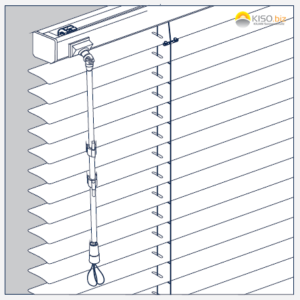 Jalousie mit der Schnur im Stab zur Bedienung.
